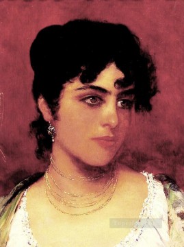  Italian Oil Painting - Young Italian Beauty lady Eugene de Blaas